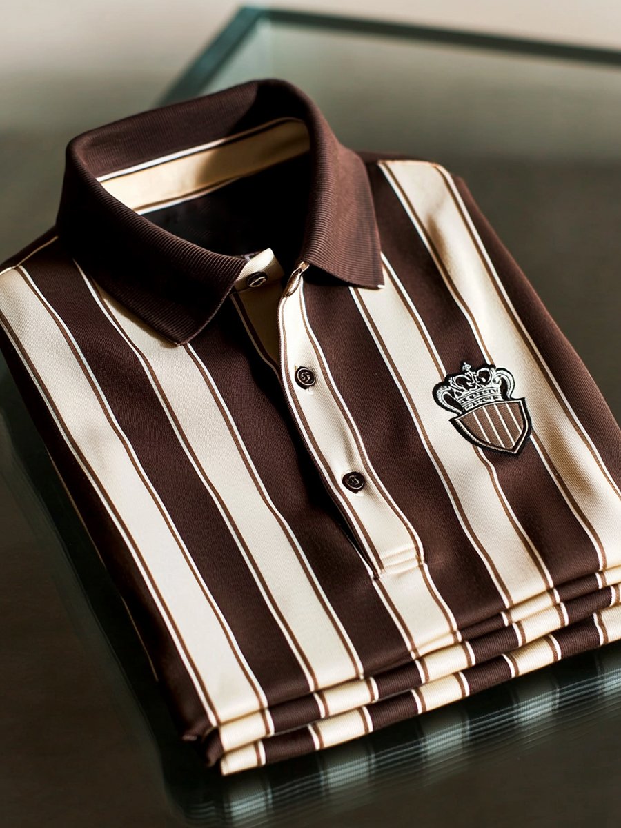 Camisa polo vintage ejecutivo de manga larga para hombre