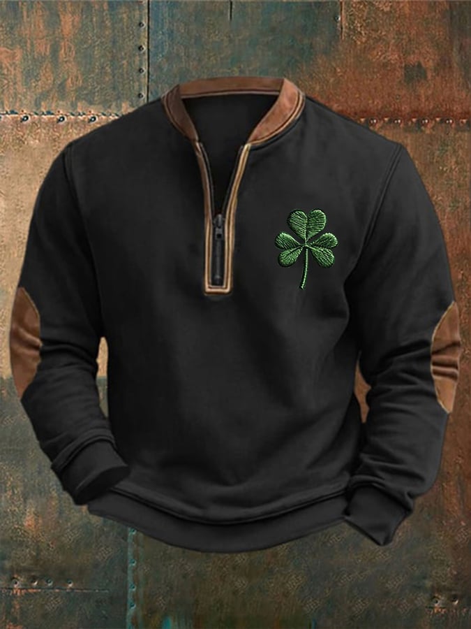 Sudadera St. Patrick's Day estampado con cierre para hombre