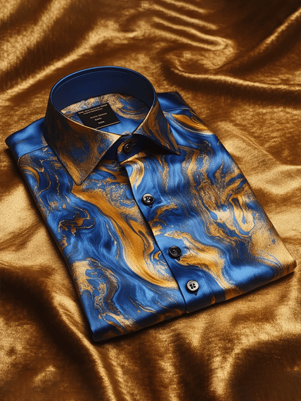 Camisa satén Luxe de manga larga con botones para hombre