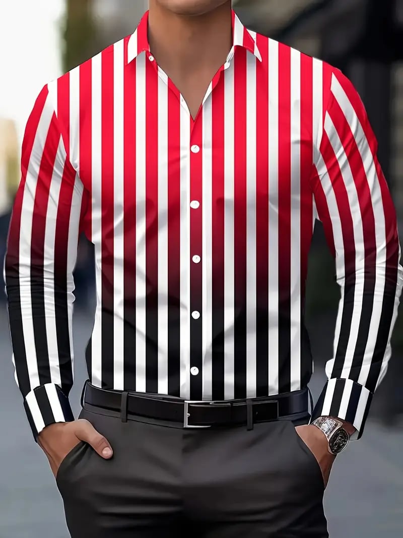 Camisa Street Style ejecutivo casual estampado de manga larga para hombre