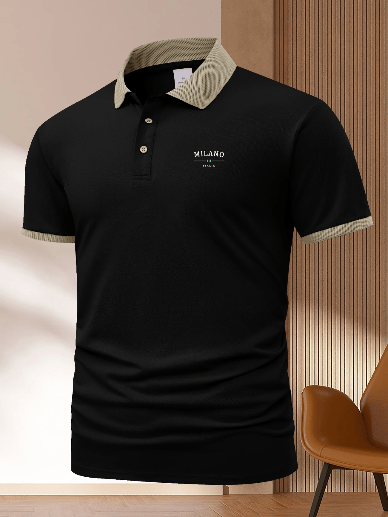 Camisa polo ejecutivo Logo con botones de manga corta para hombre
