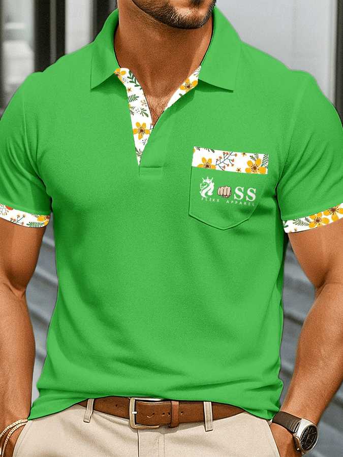 Camisa polo elegantee Letter estampado casual para hombre