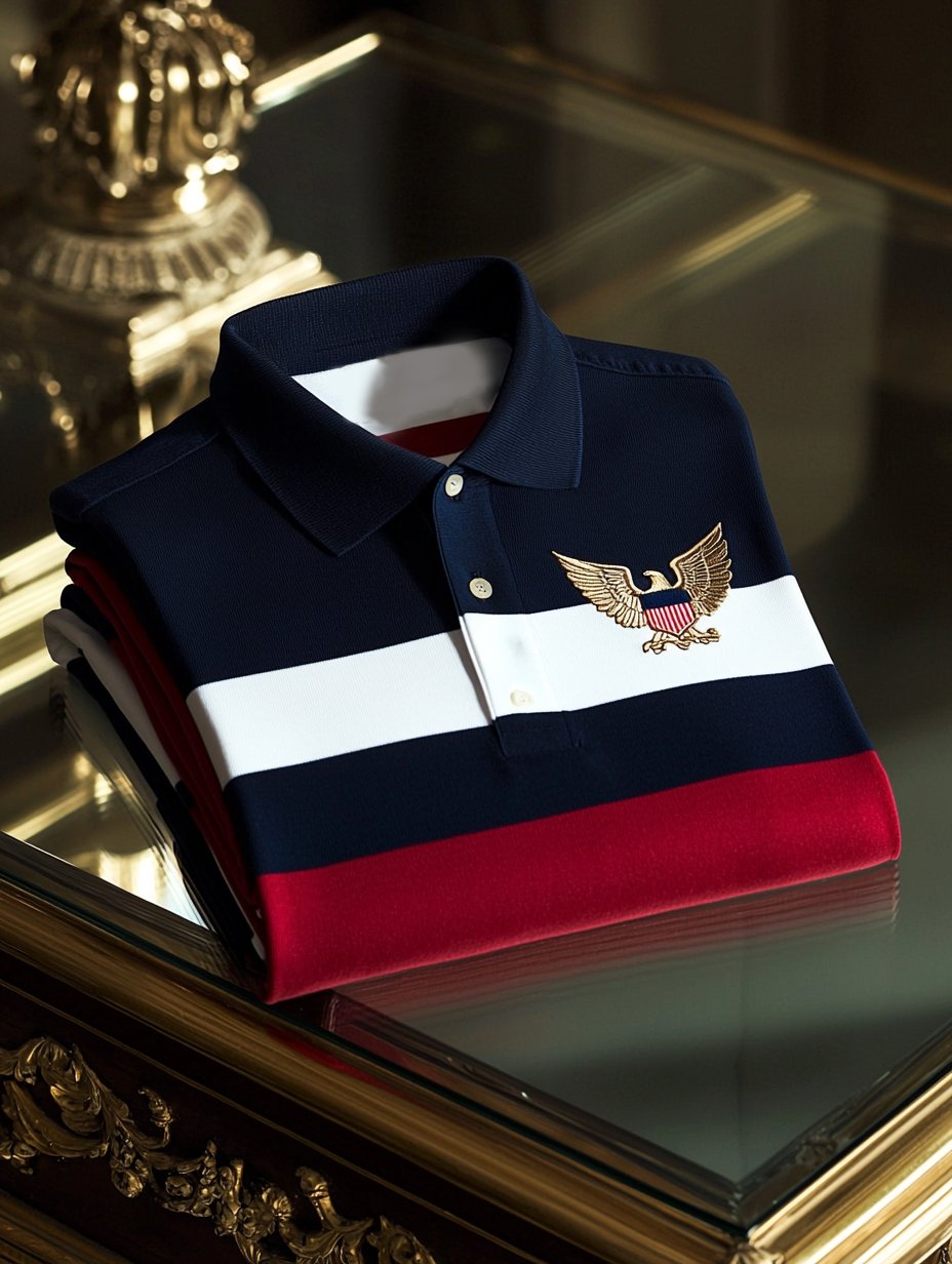 Camisa polo ejecutivo casual White Eagle rayas con botones de manga corta para hombre