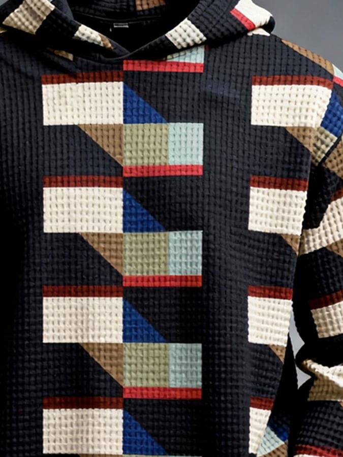 Sudadera retro en bloques de color estampado para hombre
