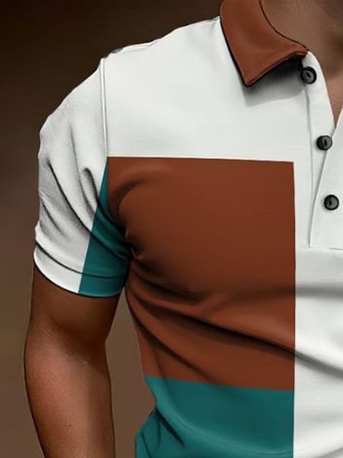 Camisa polo casual de moda Contrast Color de manga corta
