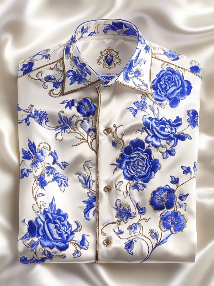 Camisa satén Luxe de manga larga con botones para hombre
