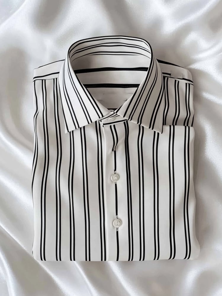 Camisa casual black a rayas solapa de manga corta para hombre