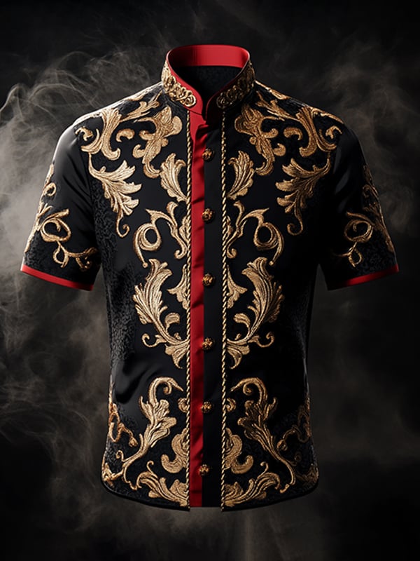 Camisa retro Gothic diseño de manga corta para hombre