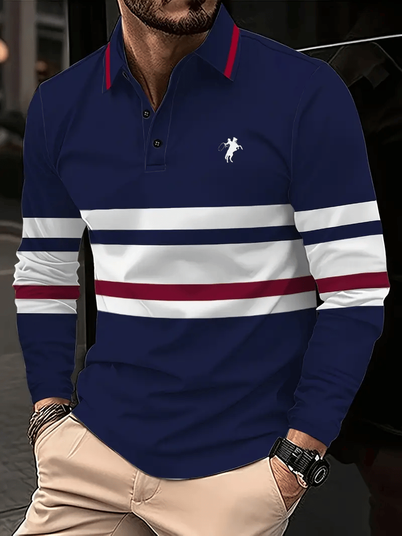 Ejecutivo casual a rayas con botones Polo para hombre
