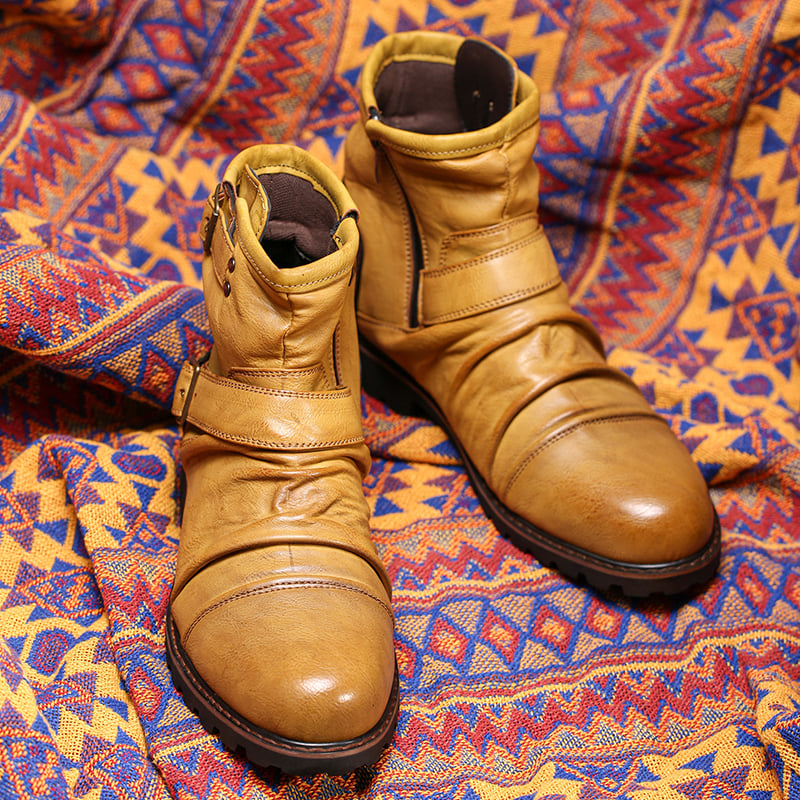 Botas cuero Non-Slip cierre High-Top Men Ankle