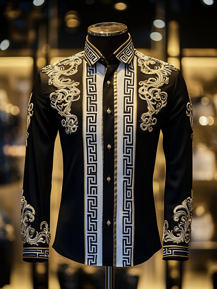 Camisa satén Luxe de manga larga con botones para hombre