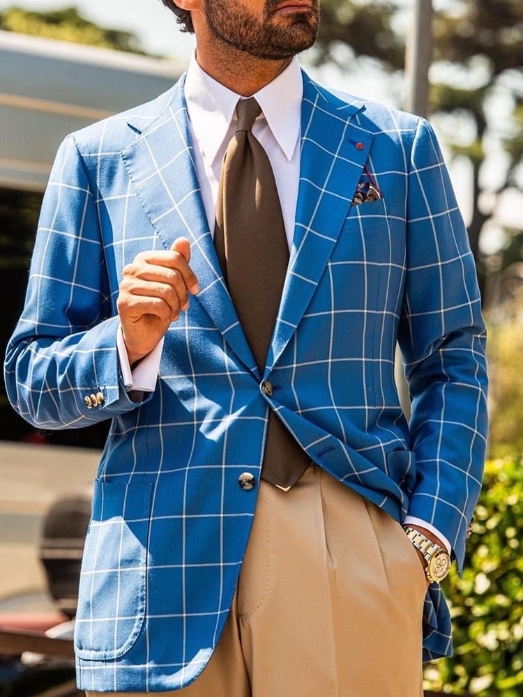 Ejecutivo casual Large bolsillo a cuadros sacos para hombre