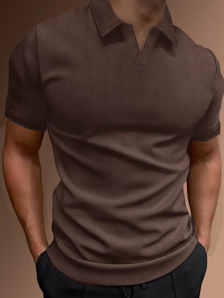 Camisa polo tejido de manga corta a rayas Pullover
