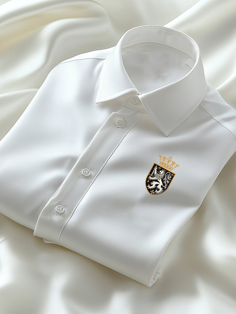 Camisa ejecutivo casual Logo solapa de manga corta para hombre