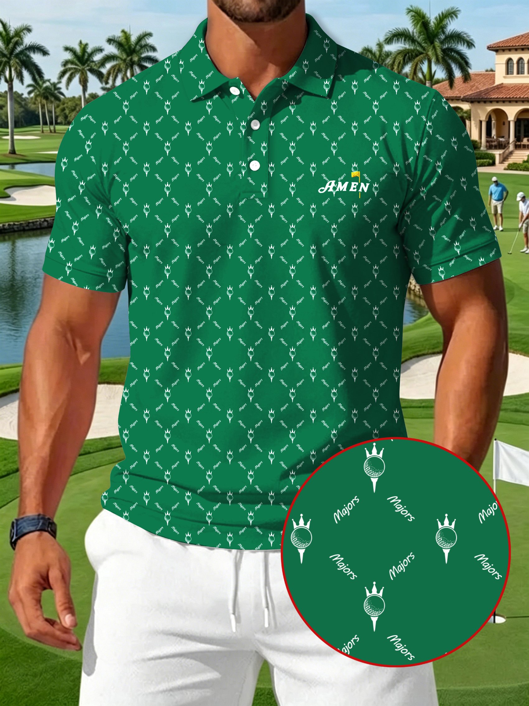 Golf estampado casual Polo para hombre