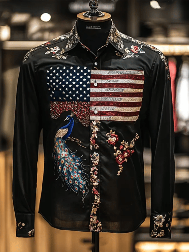 Camisa de lujo Independence Day de manga larga para hombre