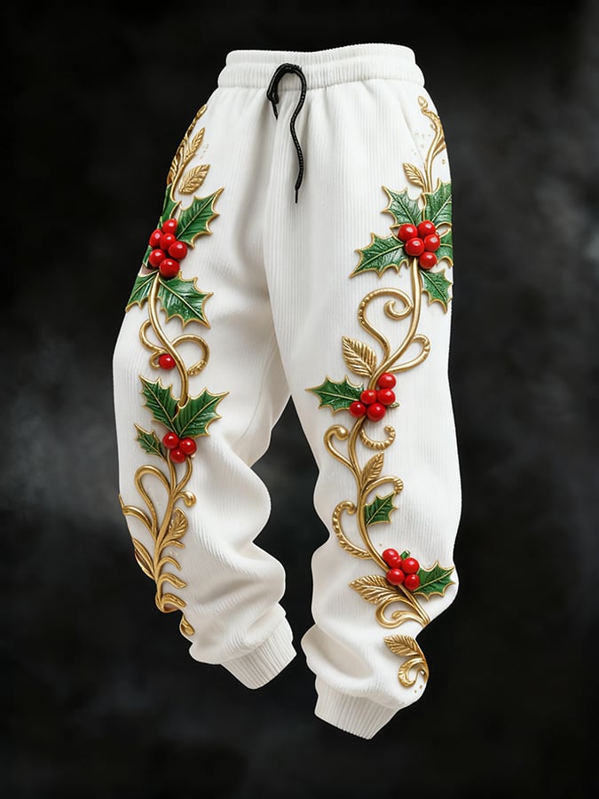 Casual Christmas holly sweatpantalón para hombre