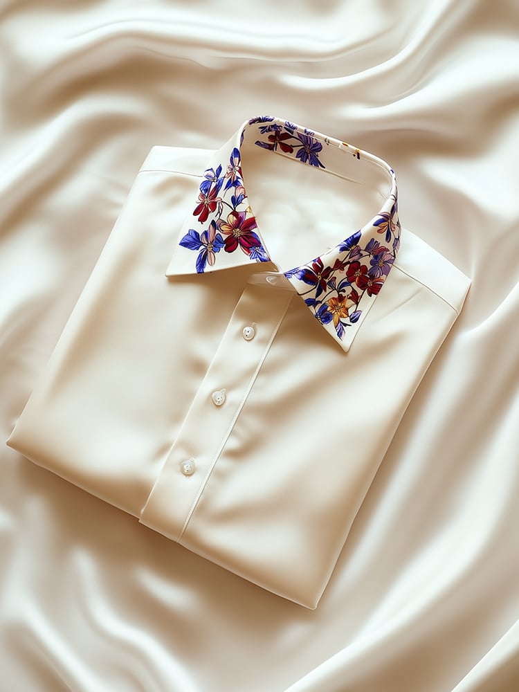 Camisa ejecutivo casual floral solapa de manga corta para hombre