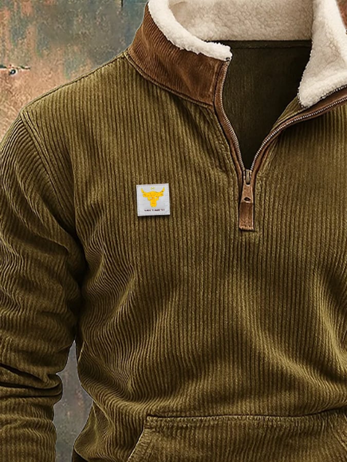 Sudadera retro Comfort cierre Plush cuello para hombre