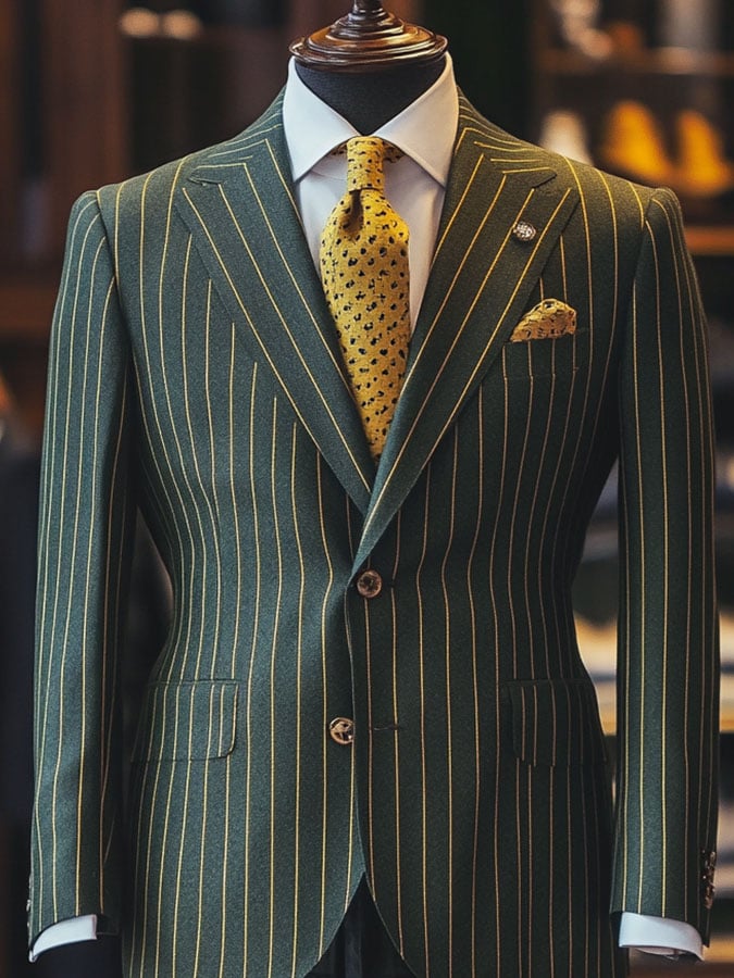 Casual clásico ejecutivo a rayas de manga larga Suit para hombre