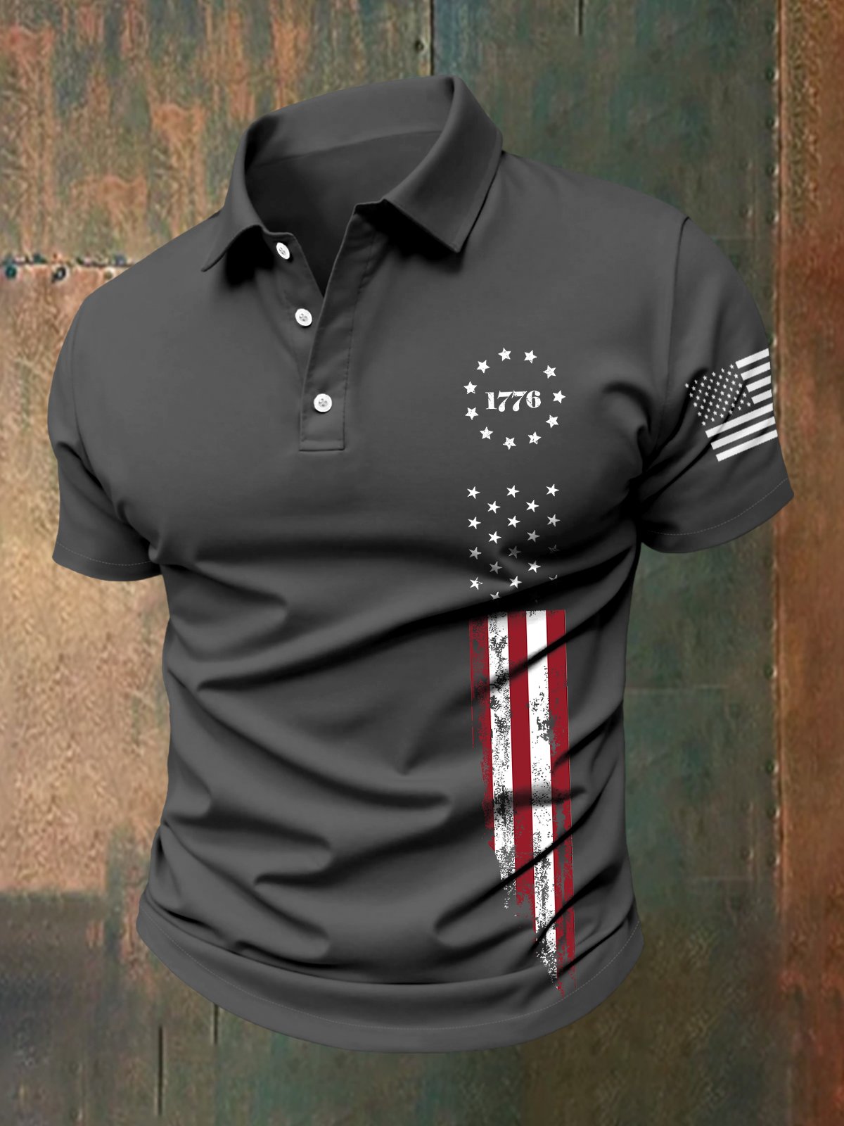 Camisa polo para exterior Independence Day American Flag Button de manga corta para hombre