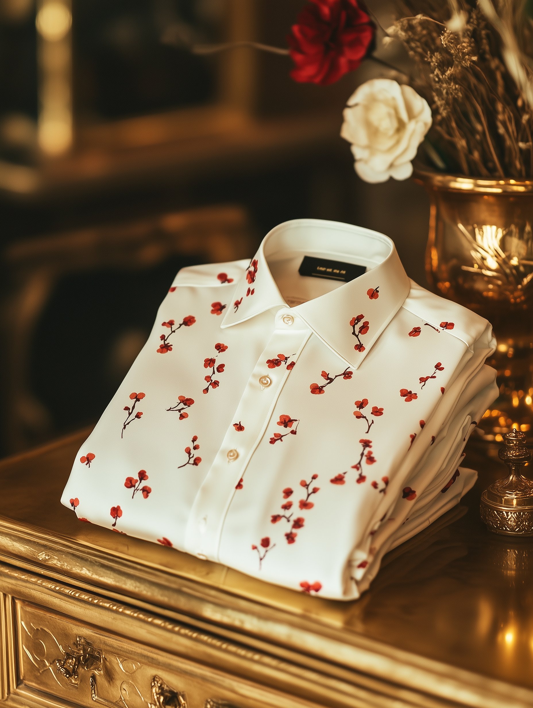 Camisa floral de manga corta con botones para hombre