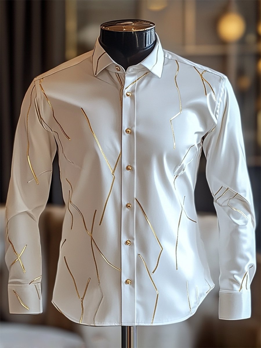 Camisa seda de lujo ejecutivo de manga larga para hombre