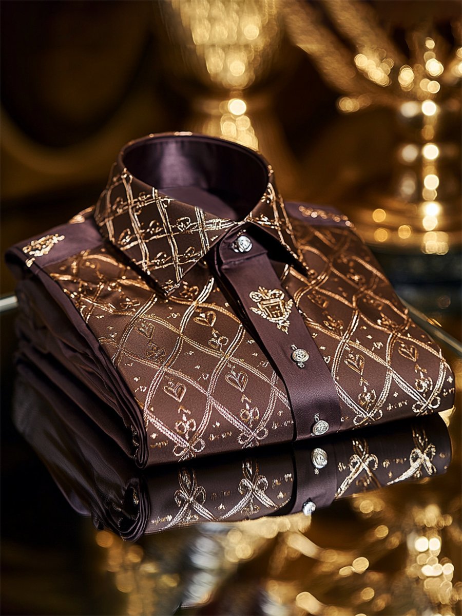 Camisa satén Luxe de manga larga con botones para hombre