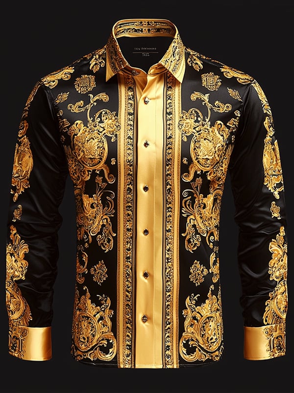 Camisa satén Luxe de manga larga con botones para hombre