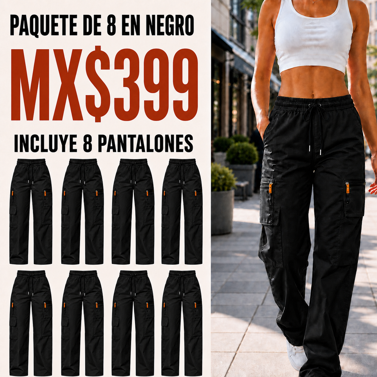 Pantalón cargo transpirable de verano para mujer · vista 13