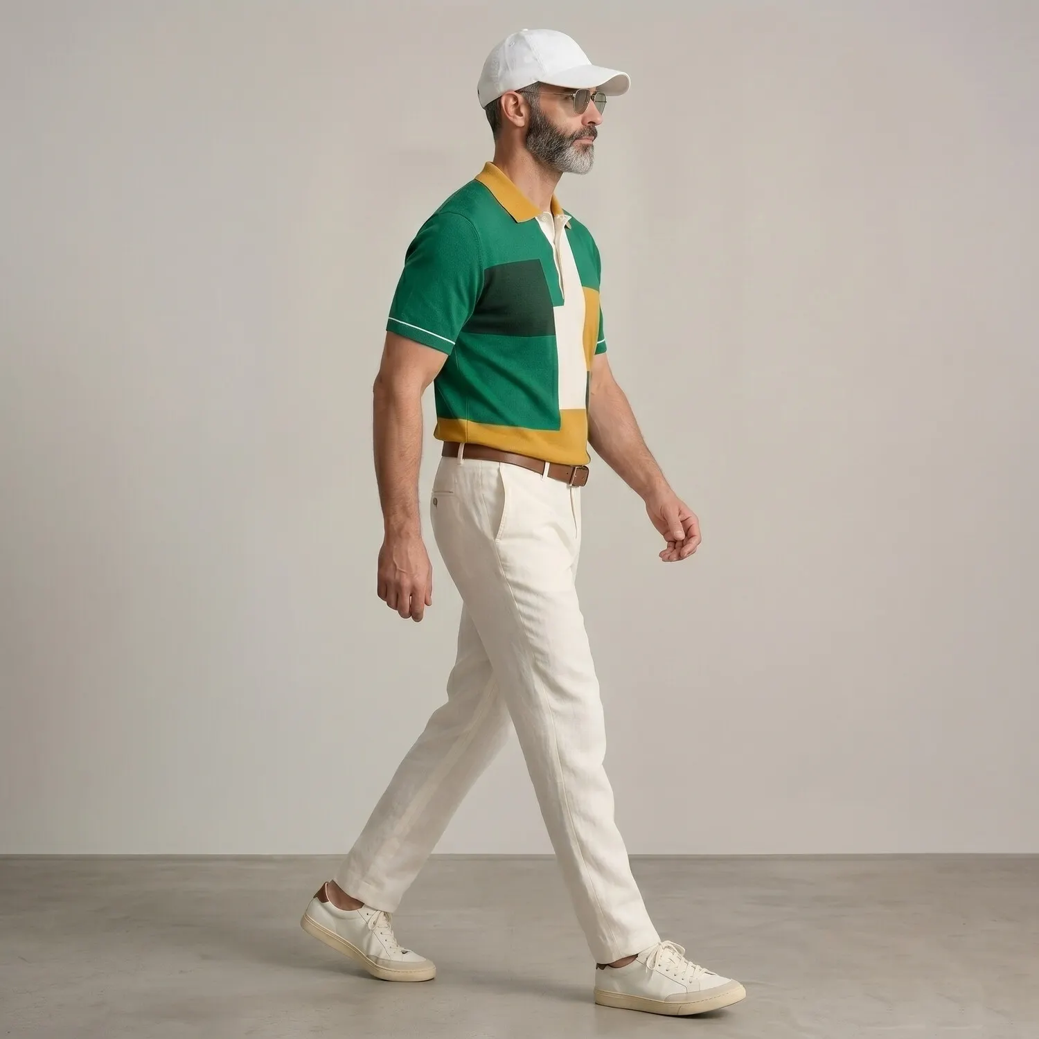 Camisa polo de moda Colorblock Turndown Collar de manga corta casual para hombre