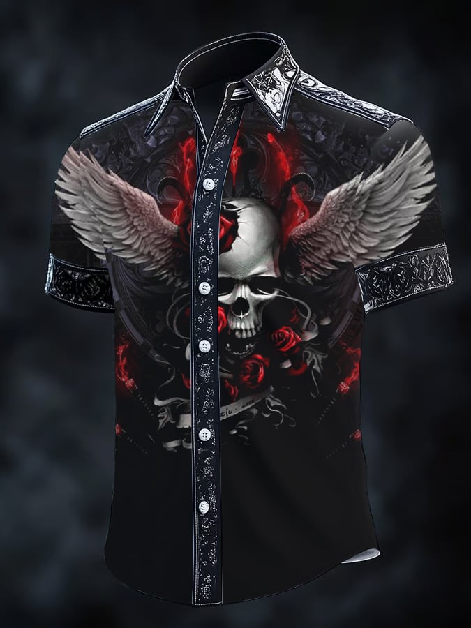 Camisa Gothic Dark de manga corta para hombre