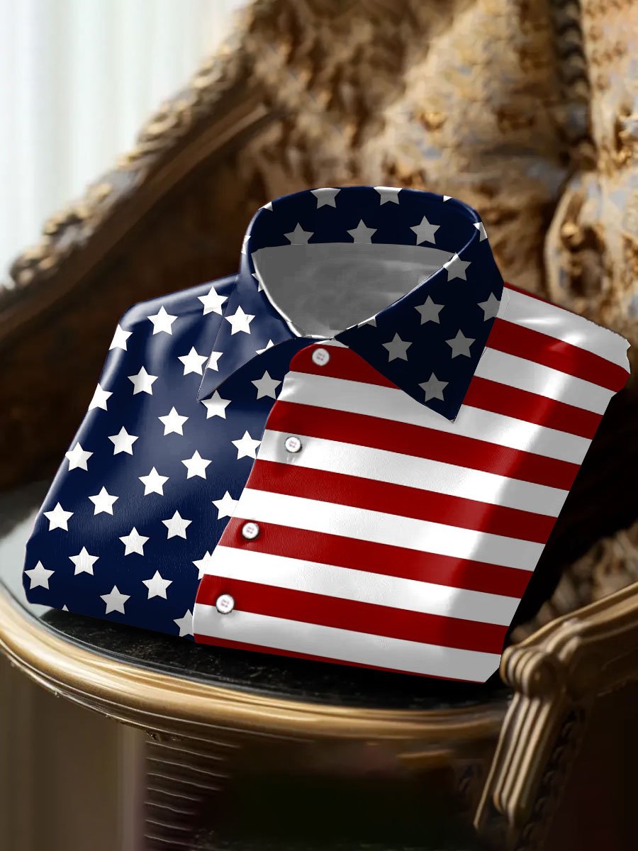 Camisa retro Independence Day estampado para hombre