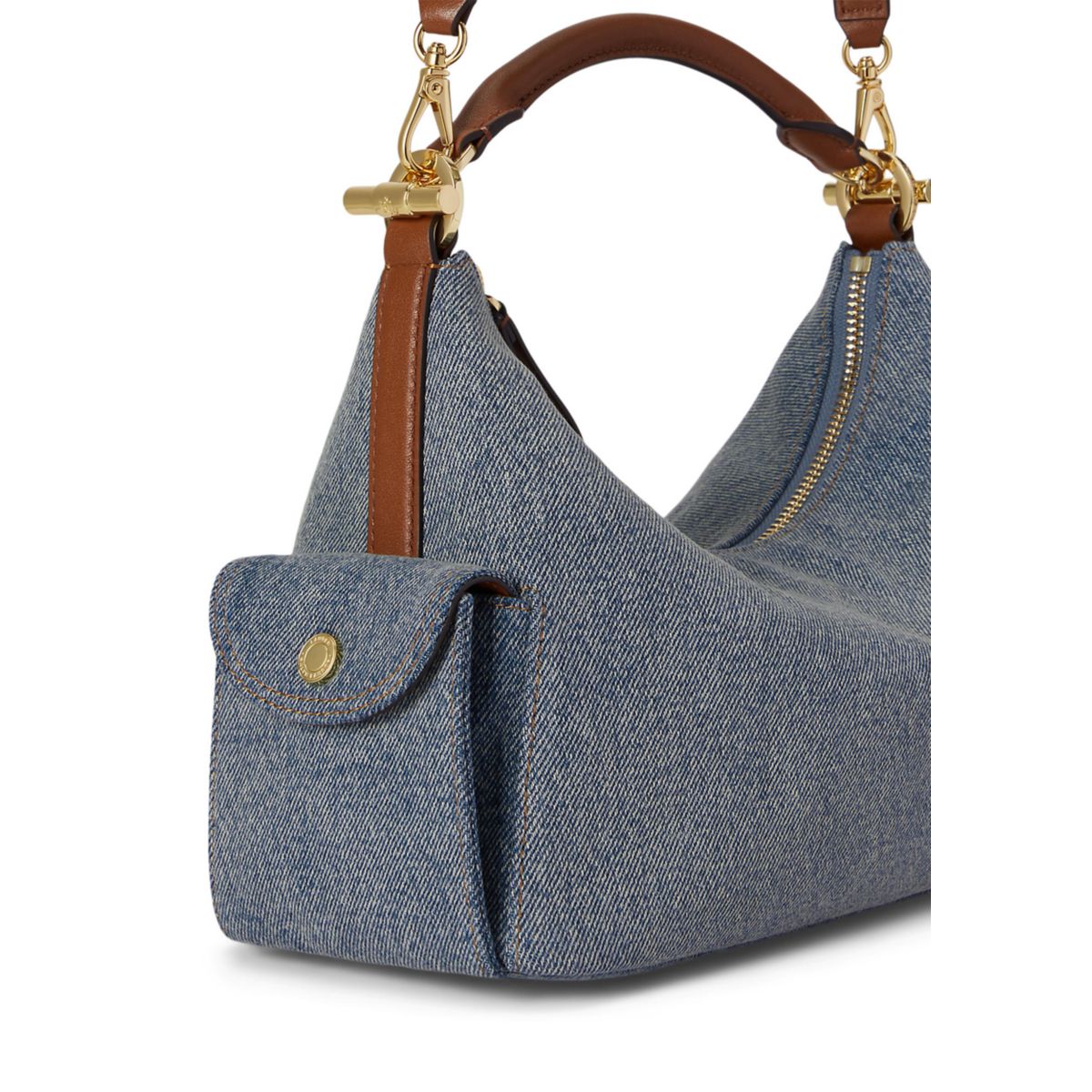 Washed Denim Small Blaike Shoulder Bag - 6