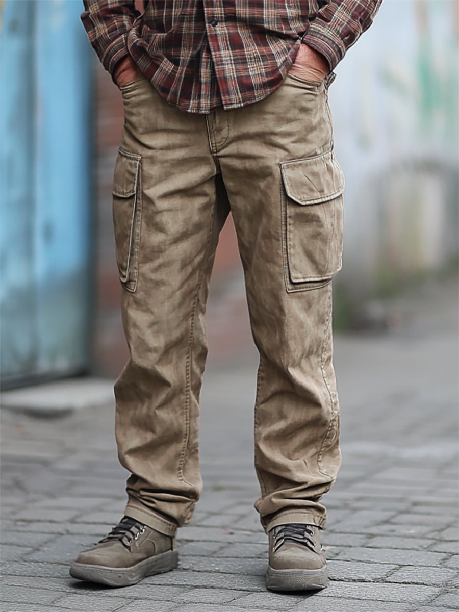 Vintage Multi-bolsillo Overalls para hombre