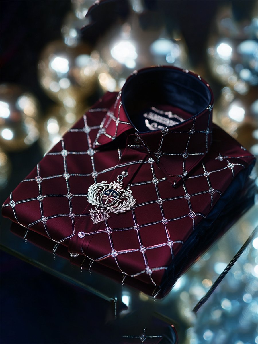 Camisa satén Luxe de manga larga con botones para hombre