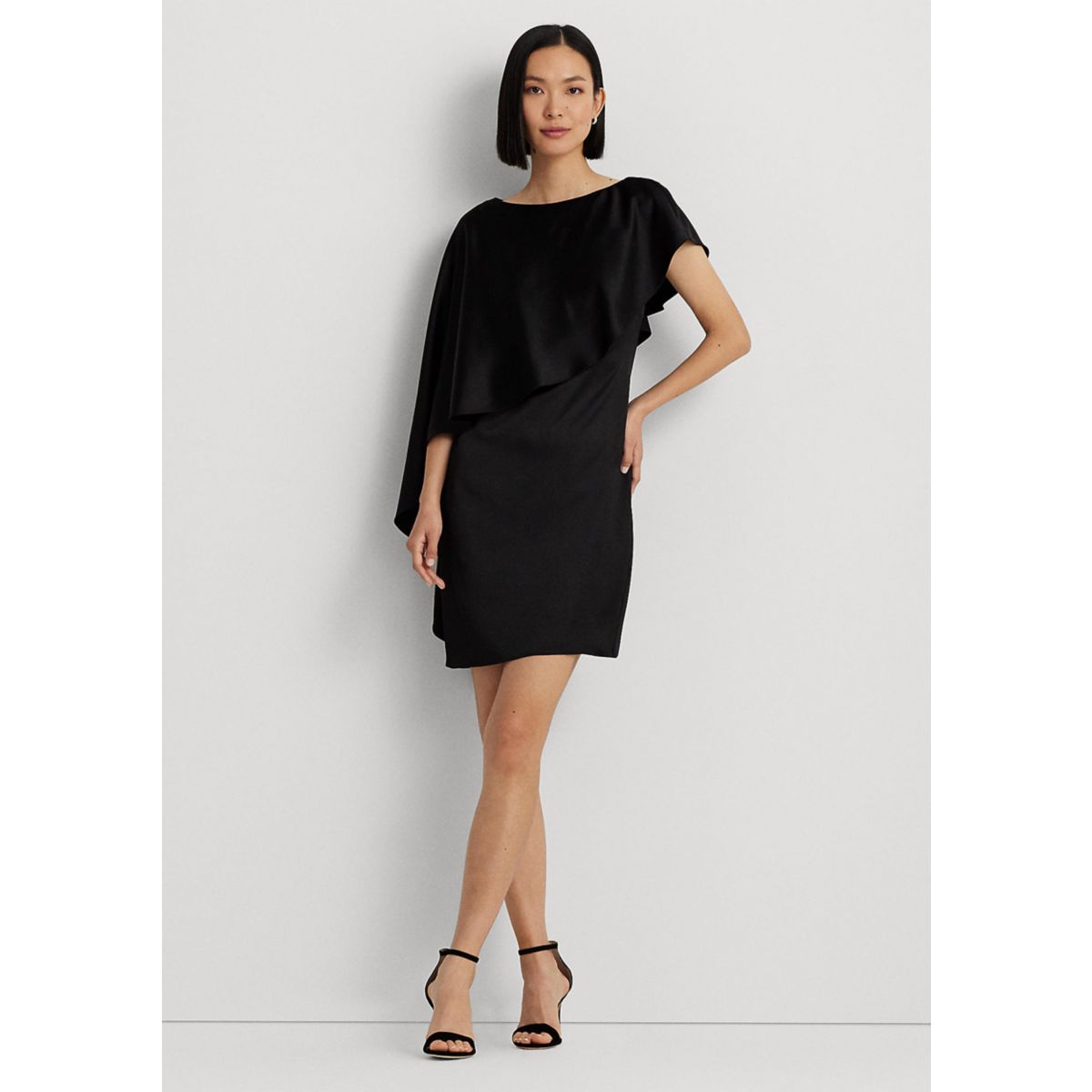 Satin Cape Cocktail Dress - 1