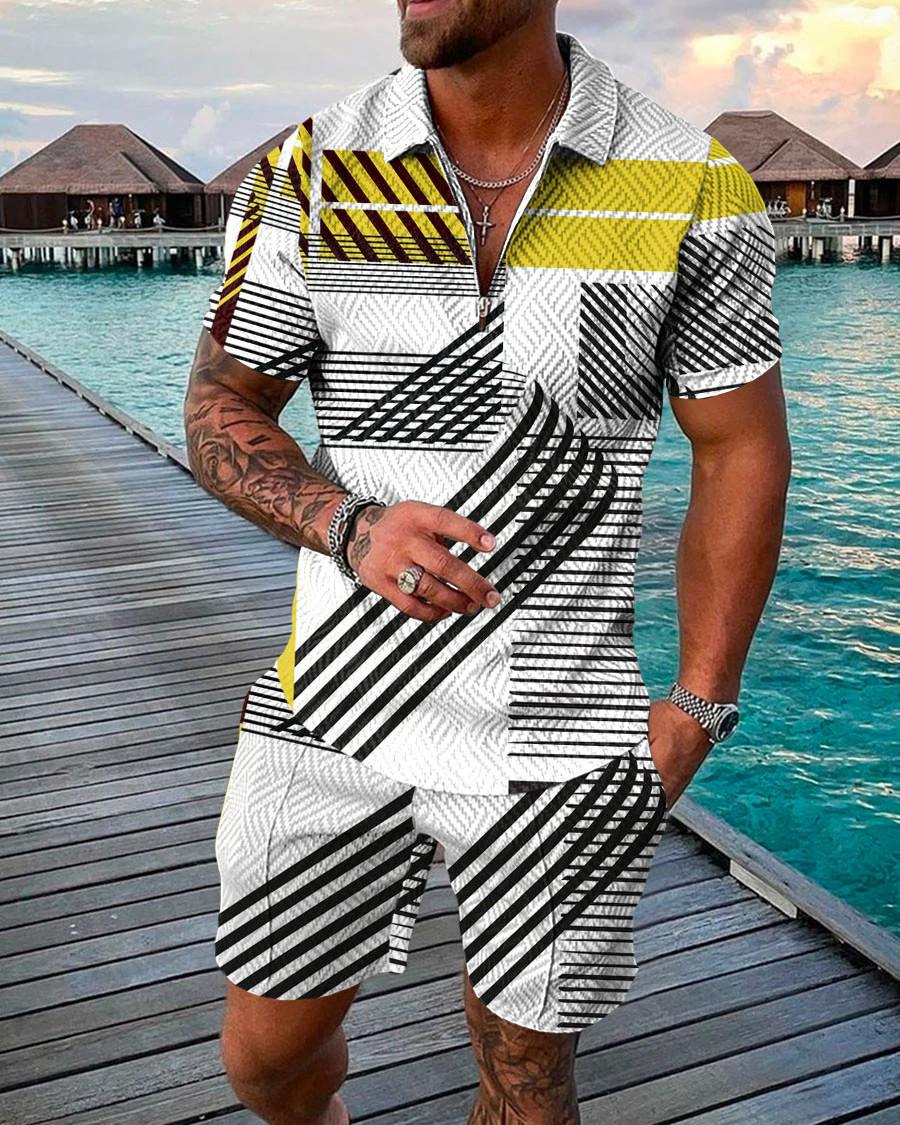 Camisa polo casual estampado Two Piece para hombre