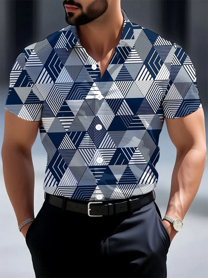 Camisa casual ejecutivo geométrico para hombre