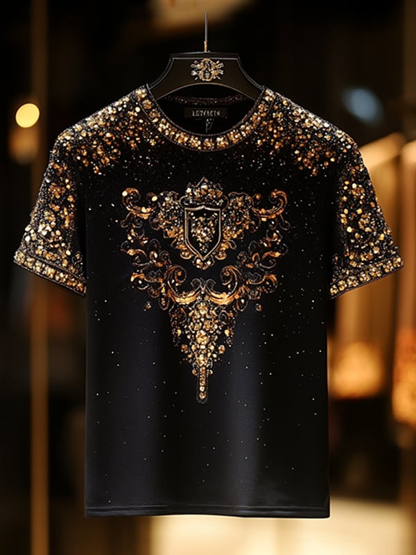 Camiseta ejecutivo de lujo estampado de algodón de manga corta para hombre