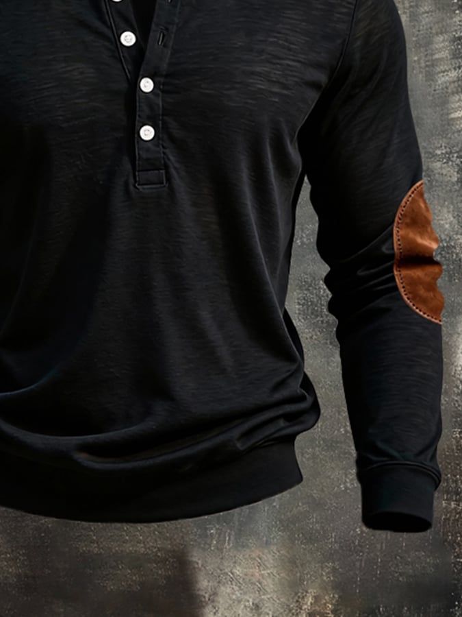 Camiseta vintage Style Pure de algodón Simple de manga larga para hombre