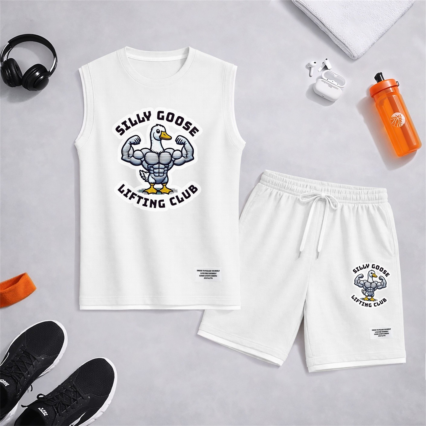 Shorts casual 2 Piece Outfit Graphic Tank Top and Set, Sleeveless Summer Matching Clothes, Regular Fit Streetwear Set for Men, suave Lightweight de moda Outfit for Travel and Weekend Wear para hombre