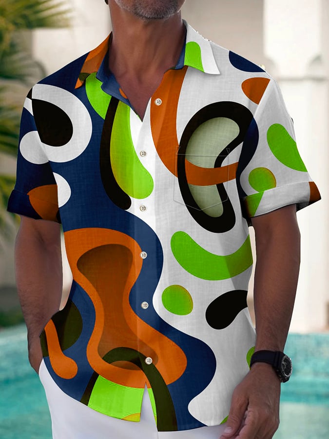 Camisa casual Holiday estampado de manga corta para hombre
