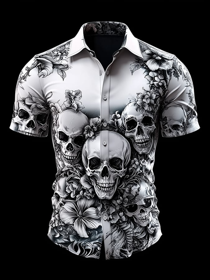 Camisa Dark Exquisite Skull floral para hombre