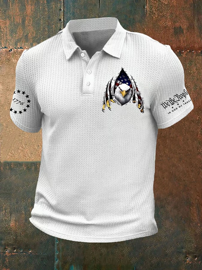 Camisa polo vintage Flag 1776 estampado para hombre