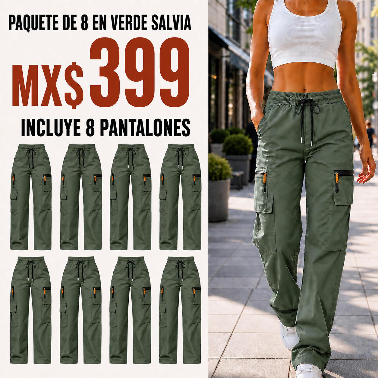 Pantalón cargo transpirable de verano para mujer · vista 4
