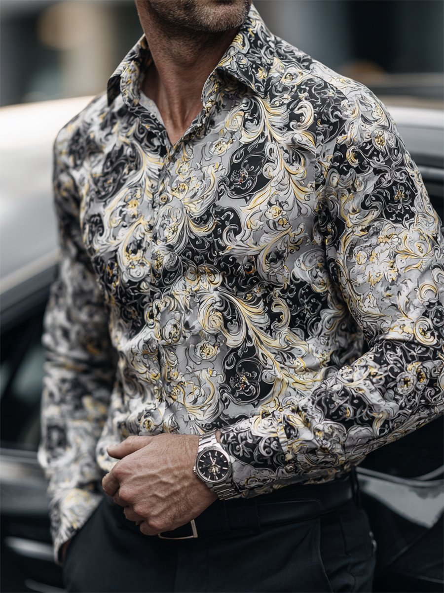 Camisa ejecutivo casual Baroque de manga larga para hombre