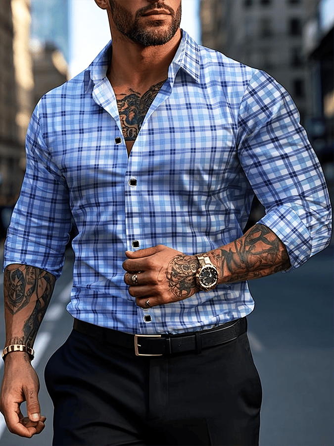 Camisa a cuadros ejecutivo casual para hombre