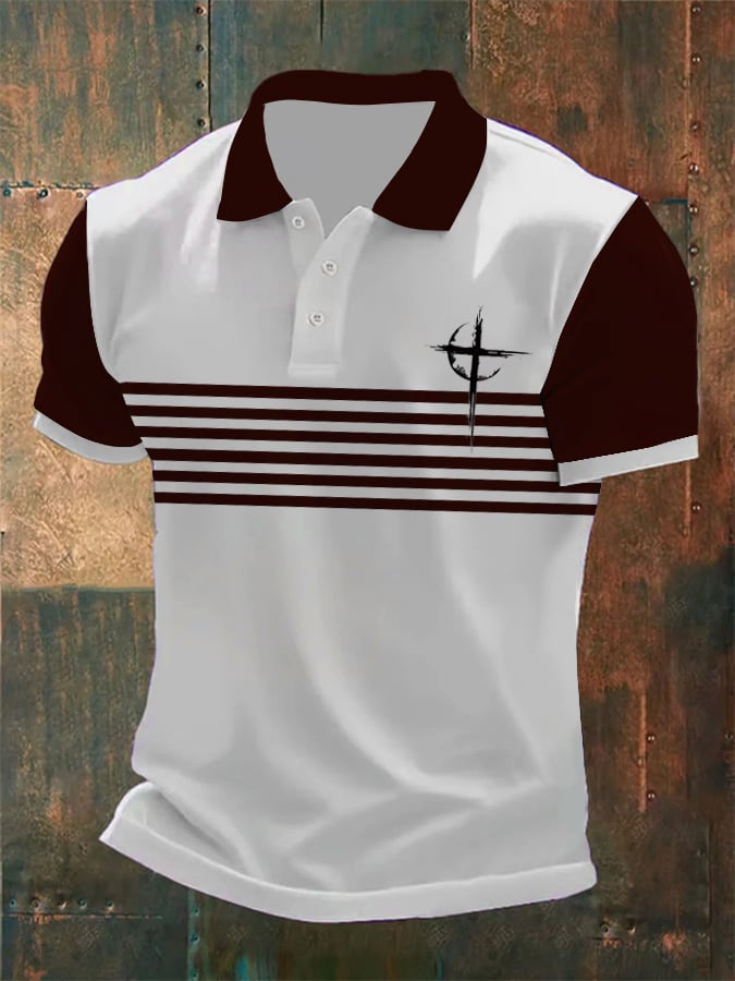 Camisa polo Faith Cross estampado Top para hombre