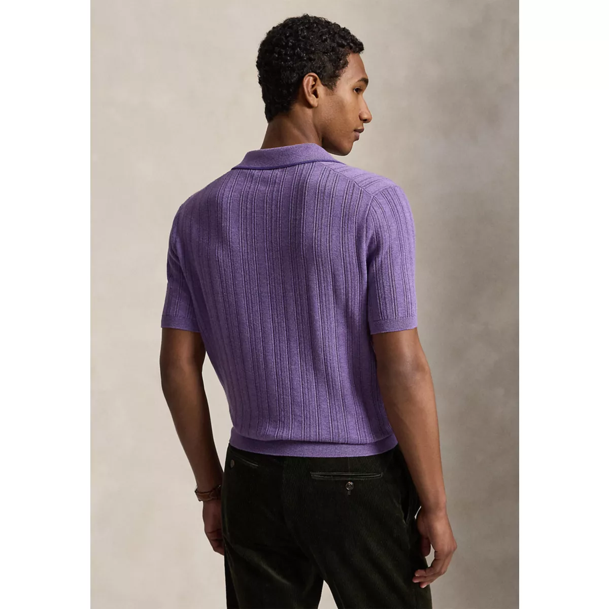 Textured Cotton Polo Sweater - 2